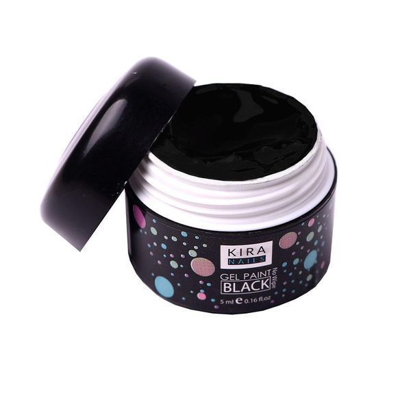 Гель-фарба Kira Nails без липкого шару (чорний) 5 мл N00576 фото