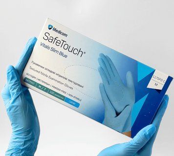 Перчатки Medicom SafeTouch Vitals Slim M 3.0g(голубые) 113411130 фото
