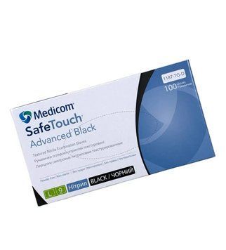 Нітрилові рукавички 50 пар/уп Medicom L чорні 3.3 г 113411136 фото