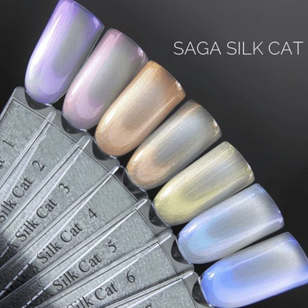 Гель лак для ногтей кошачий глаз Saga Professional Silk Cat №2 10 мл 8358 фото