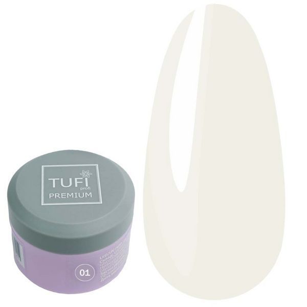 LED/UV гель для нарощення TUFI profi PREMIUM Gel 01 White Crystal 15 г 0105855 фото