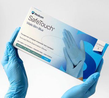 Перчатки Medicom SafeTouch Vitals Slim S 3.0g(голубые) 113411131 фото