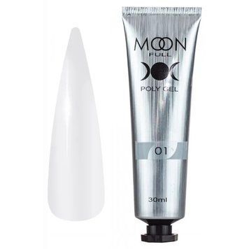 Полигель для наращивания ногтей Moon Full Poly Gel №01, туба 30 мл, прозрачный 870312 фото