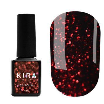 Гель-лак Red Hot Peppers Kira Nails 003, 6 мл (винний з карміновими блискітками) N01142 фото