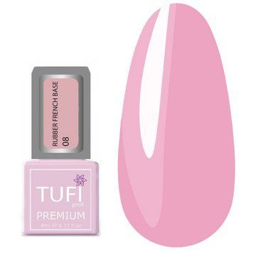 База для ногтей TUFI profi PREMIUM Rubber French Base 008 розовый закат, 8 мл 123393 фото