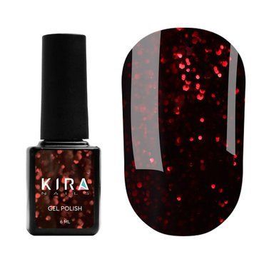 Гель-лак Red Hot Peppers Kira Nails 004, 6 мл (гранатовий з рубіновими блискітками) N01143 фото