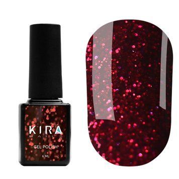 Гель-лак Red Hot Peppers Kira Nails 005, 6 мл (вишневий з малиновими блискітками) N01144 фото