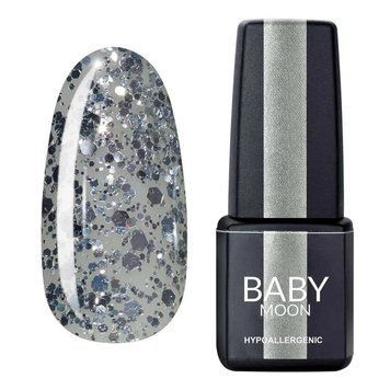 Гель-лак Baby Moon Full Dance Diamond №019 срібний гліттер на напівпрозорій основі, 6мл. 775202 фото