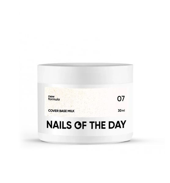 Nailsoftheday Cover base NEW Formula milk 07 &mdash; молочне, напівпрозоре з золотим шимером, базове покриття 30мл 4820672 фото