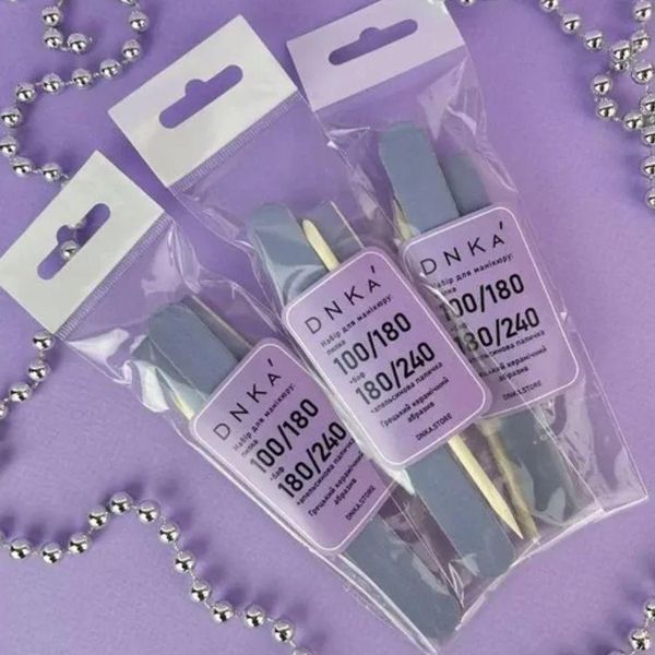 Набор одноразовый DNKa Manicure set - пилка, баф, апельсинова паличка MSDNKA фото