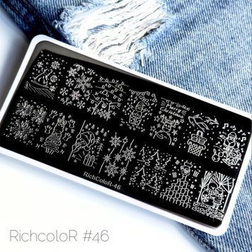 Пластина для стемпинга RR-46 на пластиковой основе (Новый Год) RR046 фото