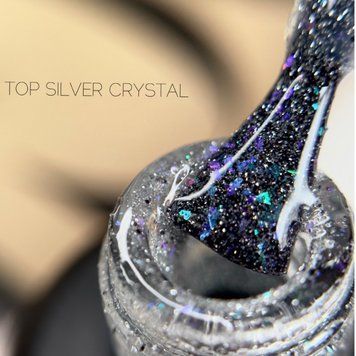 Топовое покрытие для ногтей светоотражающее Crooz Top SILVER CRYSTAL, 8мл 2345678 фото