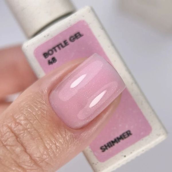 Гель для нігтів NAILSOFTHEDAY Bottle gel 48 shimmer &ndash; рожевий зі сріблястим шиммером надміцний гель для укріплення,10мл 040530 фото