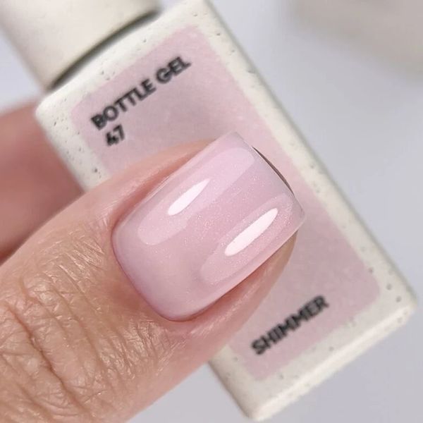 Гель для ногтей NAILSOFTHEDAY Bottle gel 47 shimmer &ndash; молочно-розовый с розовым шиммером сверхпрочный гель для укрепления,10мл 040529 фото