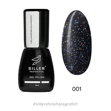 Топ без липкого шару з голографічними блискітками Top Shine Holografic no wipe Siller Professional 001, 8мл N01379 фото