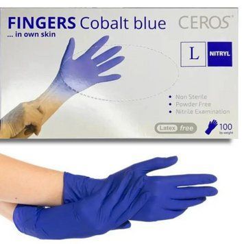 Рукавички нітрилові Ceros Cobalt Blue 3.5г L 113411141 фото
