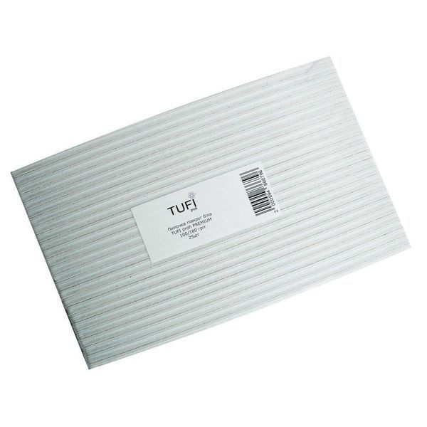 Пилочка TUFI profi PREMIUM полукруг белая 100/180 грит 17,8 см 25 шт 0231932 фото