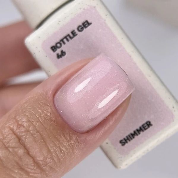 Гель для ногтей NAILSOFTHEDAY Bottle gel 46 shimmer &ndash; молочно-розовый с серебристым шиммером сверхпрочный гель для укрепления,10мл 040528 фото